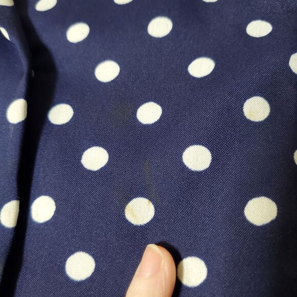 Vintage Lillie Rubin Carlye Size 12 Blue Polka Dot Midi Dress Long Sleeve Womens - Picture 10 of 14